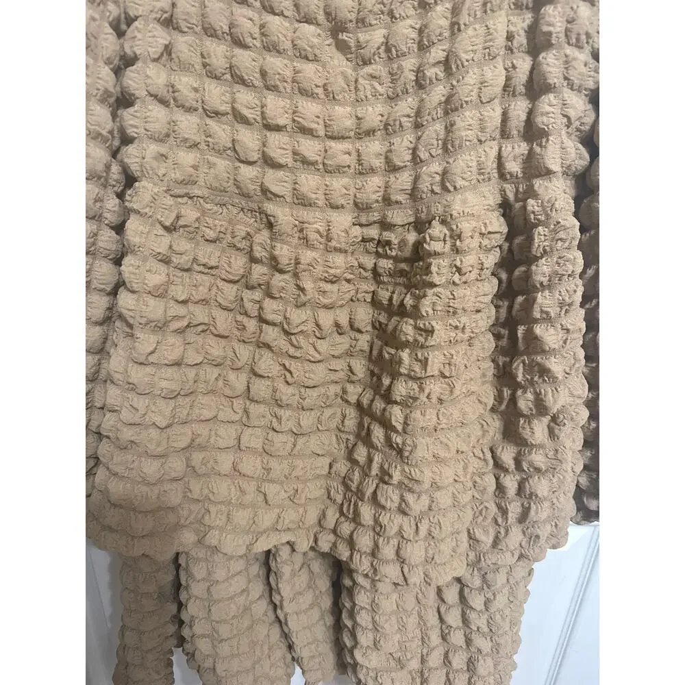 Simply Southern NWT Bubble Ruffle Mini Dress Size Large Brown Flowy Boho - Picture 3 of 11
